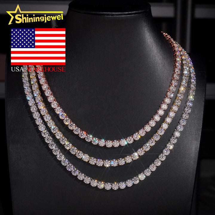 Fast Shipping 925 Silver Jewelry Hip Hop Classic High Quality 6.5mm VVS Moissanite Diamond Tennis Chain