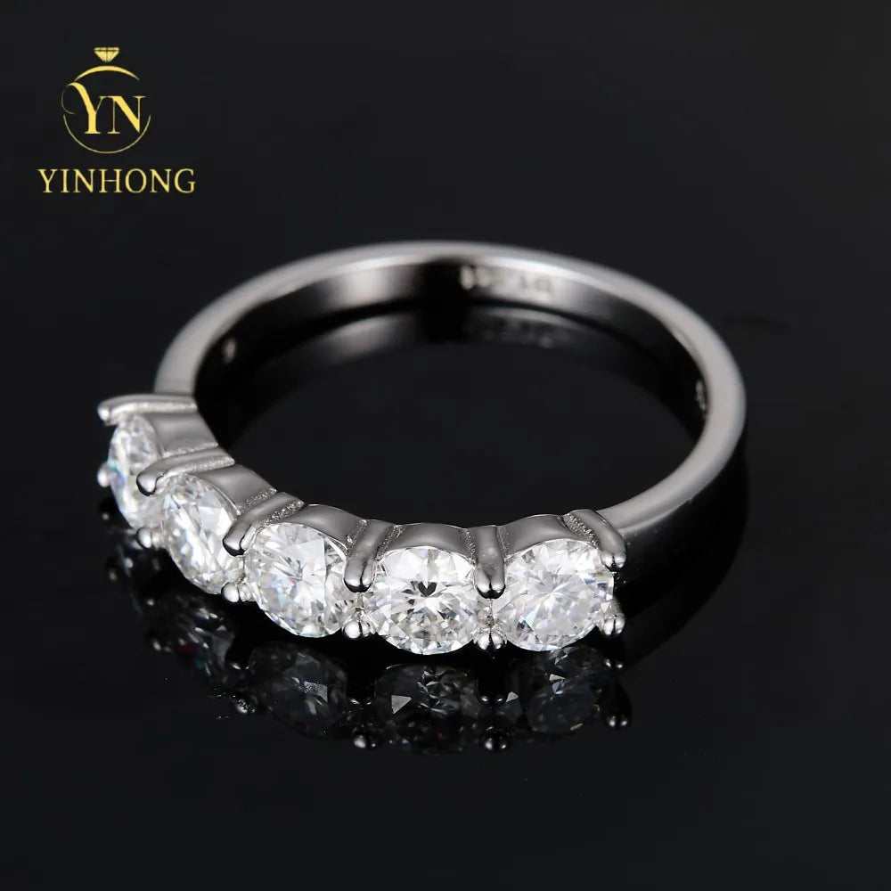 Wholesale High Quality Fashion Women Luxury Fine Jewelry 18k Gold Plated 925 Sterling Silver Moissanite Eternity Rings