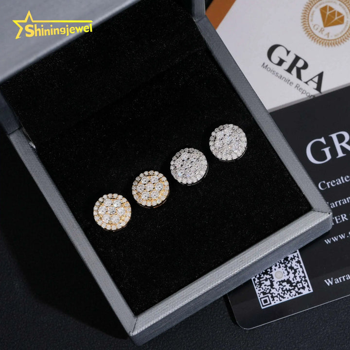 USA Local Stock Fast Shipping Fine Jewelry 925 Silver Earrings Screw Back Hip Hop Iced Out VVS Moissanite Stud Earrings
