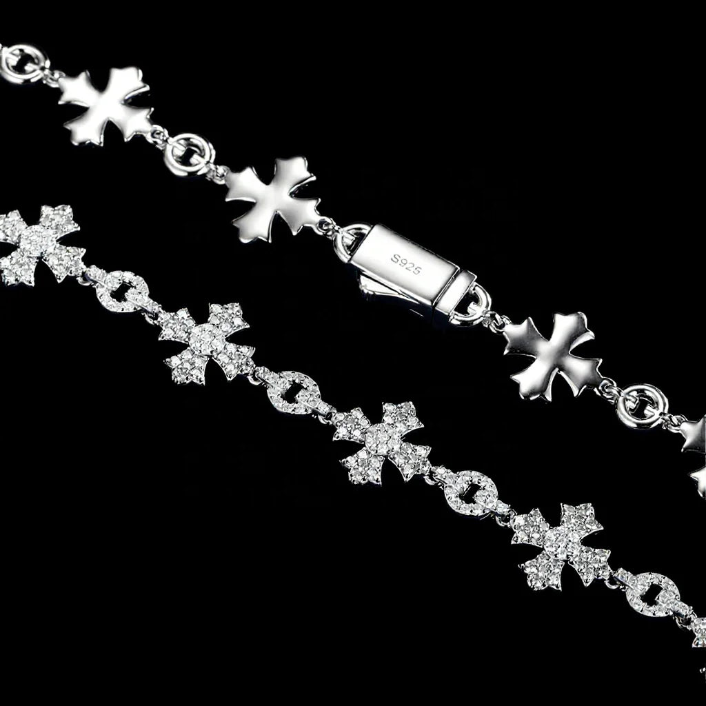 Hip Hop Luxury Handmade 12mm 925 Sterling Silver GRA Certified Moissanite Diamond Cross Link Chain Necklace for Men Women Party
