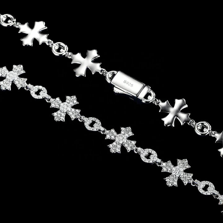 Hip Hop Luxury Handmade 12mm 925 Sterling Silver GRA Certified Moissanite Diamond Cross Link Chain Necklace for Men Women Party