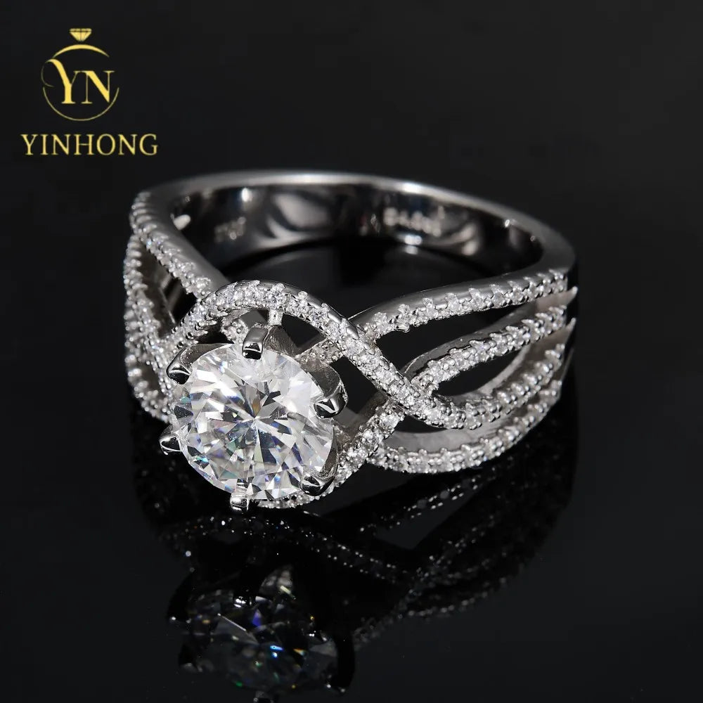 Wholesale Classic 925 Sterling Silver Moissanite Wedding Rings Design for Girlfriend Proposals Weddings or Birthday Gifts