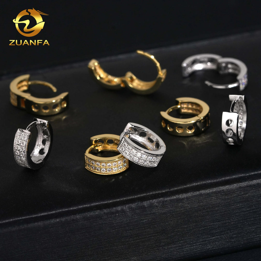 USA Warehouse Fast Shipping Lab Diamond Earrings Fine Jewelry Silver 925 Hip Hop VVS Moissanite Hoop Earrings