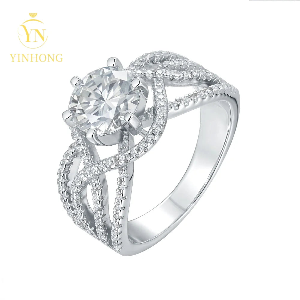 Wholesale Classic 925 Sterling Silver Moissanite Wedding Rings Design for Girlfriend Proposals Weddings or Birthday Gifts