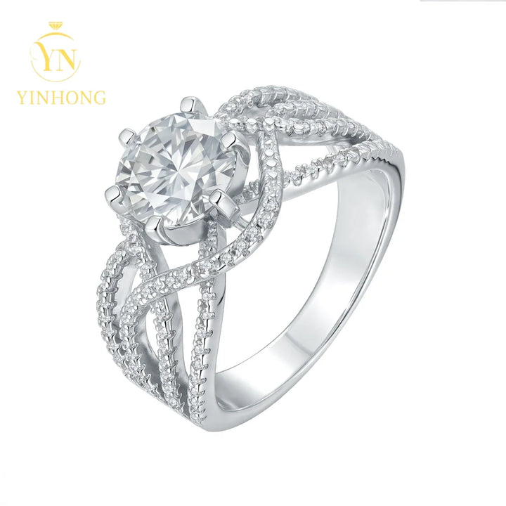 Wholesale Classic 925 Sterling Silver Moissanite Wedding Rings Design for Girlfriend Proposals Weddings or Birthday Gifts