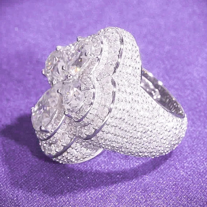 Pass Diamond Tester Hip Hop D Color VVS Bling Moissanite Four Leaf Clover Ring With 925 Sterling Silver GRA Women Men