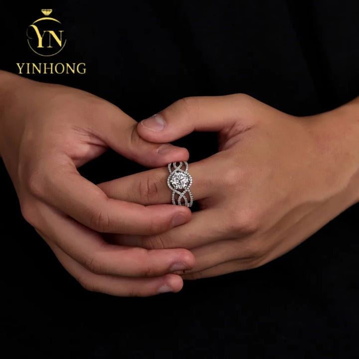 Wholesale Classic 925 Sterling Silver Moissanite Wedding Rings Design for Girlfriend Proposals Weddings or Birthday Gifts