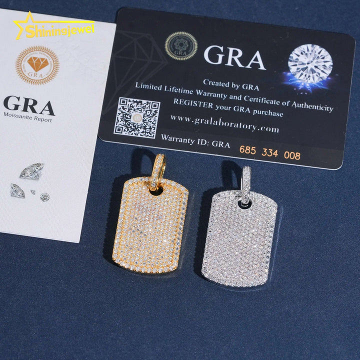 USA Warehouse Classic Dog Tag Moissanite Cross Pendant Collection Hip Hop Iced Out Pendant Men Jewelry