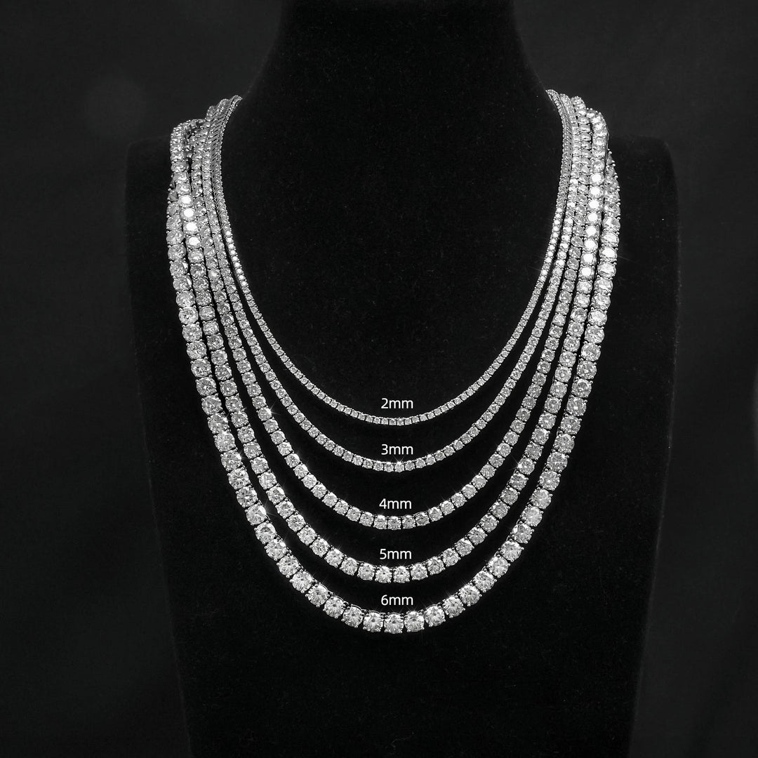 3 Days Dispatch 3mm 4mm Tennis Necklace 20in 22in 925 Silver Necklace Iced VVS Diamond Moissanite Tennis Chain