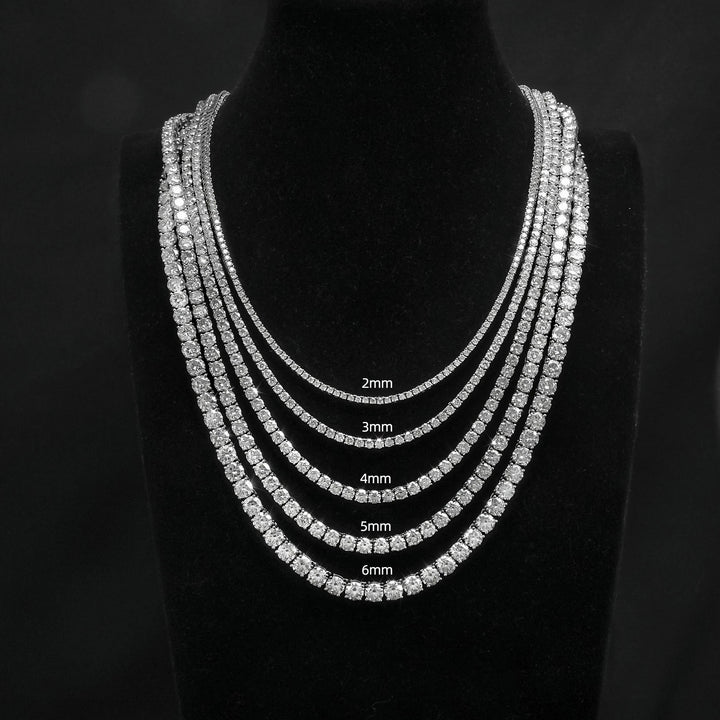 3 Days Dispatch 3mm 4mm Tennis Necklace 20in 22in 925 Silver Necklace Iced VVS Diamond Moissanite Tennis Chain