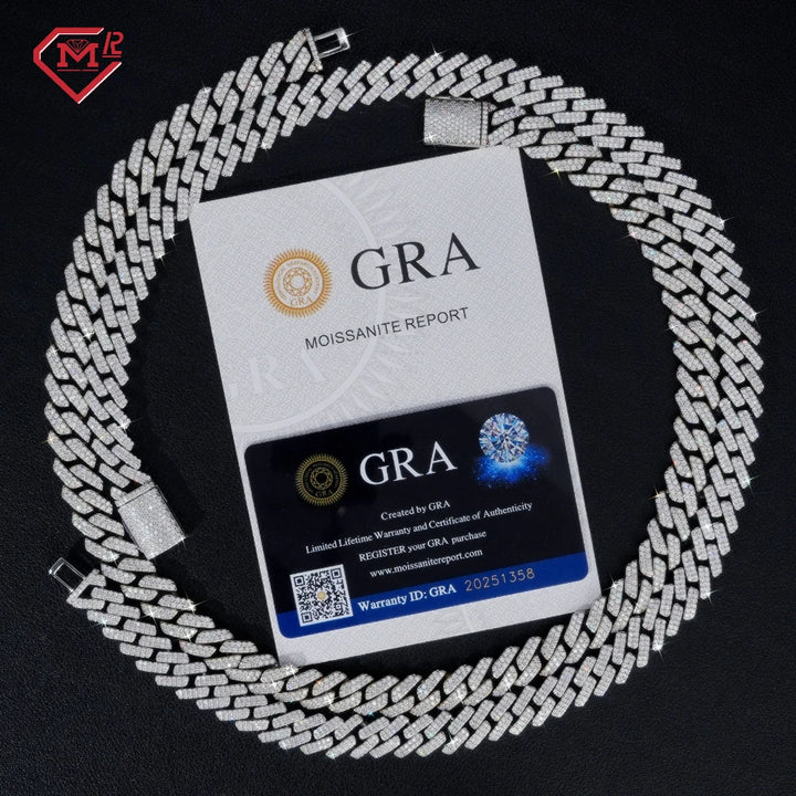 3 Days Dispatch 10mm 12mm 14mm Moissanite Cuban Link Necklace 925 Silver Moissanite Cuban Chain