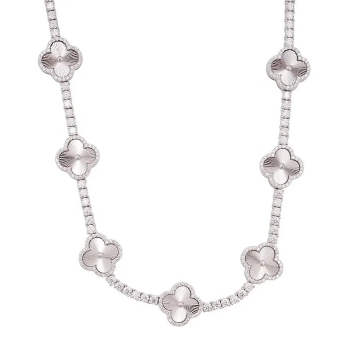 Fine Jewelry Hip Hop Bling 925 Sterling Silver Pass Diamond Tester  VVS Four Leaf Moissanite 3MM 4MM Clover Tennis Chain for Men