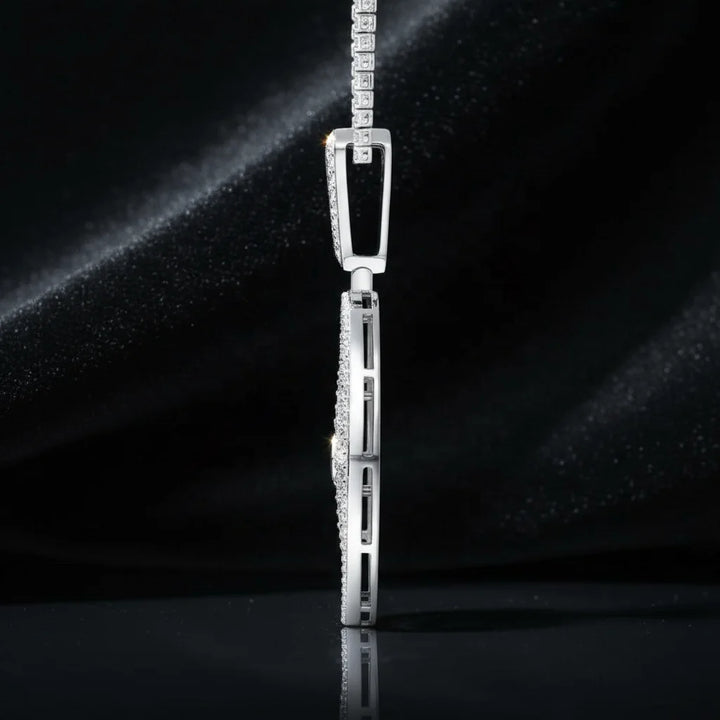 Iced Out Eight Pointed Star Compass Design  Moissanite Pendant for Necklace Men Women 925 Sterling Silver Hip Hop Style Jewelry