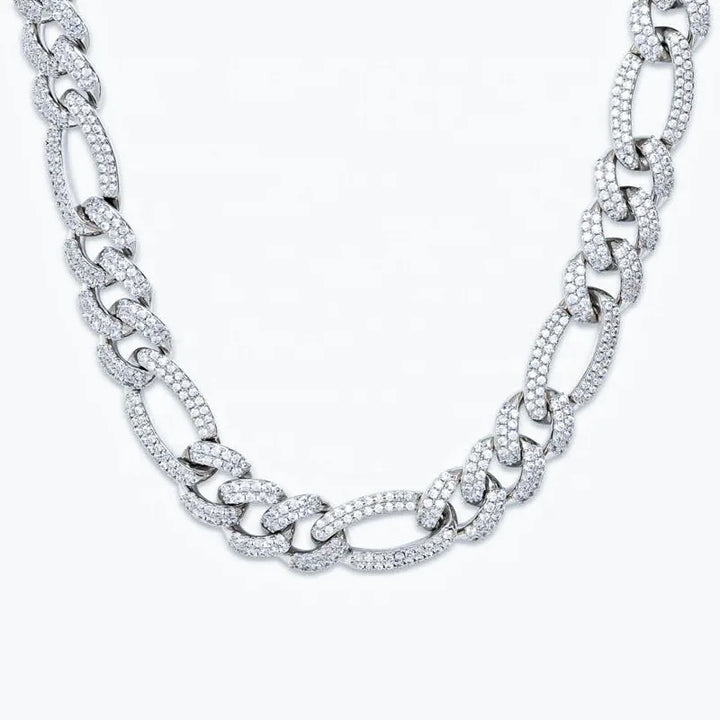 Hip Hop VVS Moissanite Men's GRA Iced Out Spiked Figaro Infinity Link Cuban Chain With 925 Sterling Silver Pass Diamond Tester