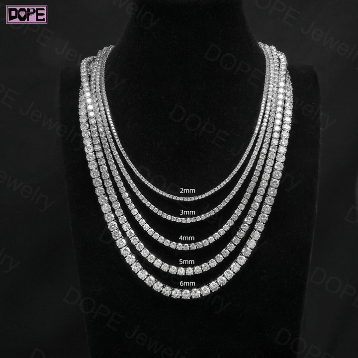 3 Days Dispatch 3mm 4mm Tennis Necklace 20in 22in 925 Silver Necklace Iced VVS Diamond Moissanite Tennis Chain