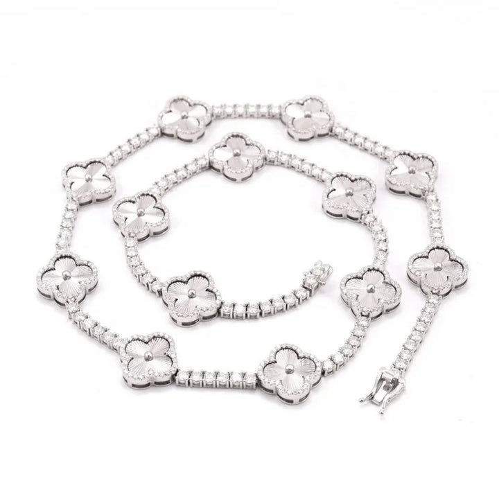Fine Jewelry Hip Hop Bling 925 Sterling Silver Pass Diamond Tester  VVS Four Leaf Moissanite 3MM 4MM Clover Tennis Chain for Men