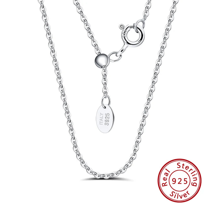 RINNTIN SC06 USA Local Stock Rhodium Plated 925 Sterling Silver 1.2mm Cable Chain Link Necklace Cable Chain for Men Women