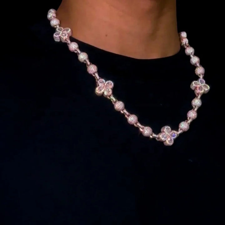 Hip Hop Fine Jewelry Passd Diamond Tester 925 Silver Iced Out 20MM Moissanite Beads Link Leaf Clover Cuban Chain for Women Men