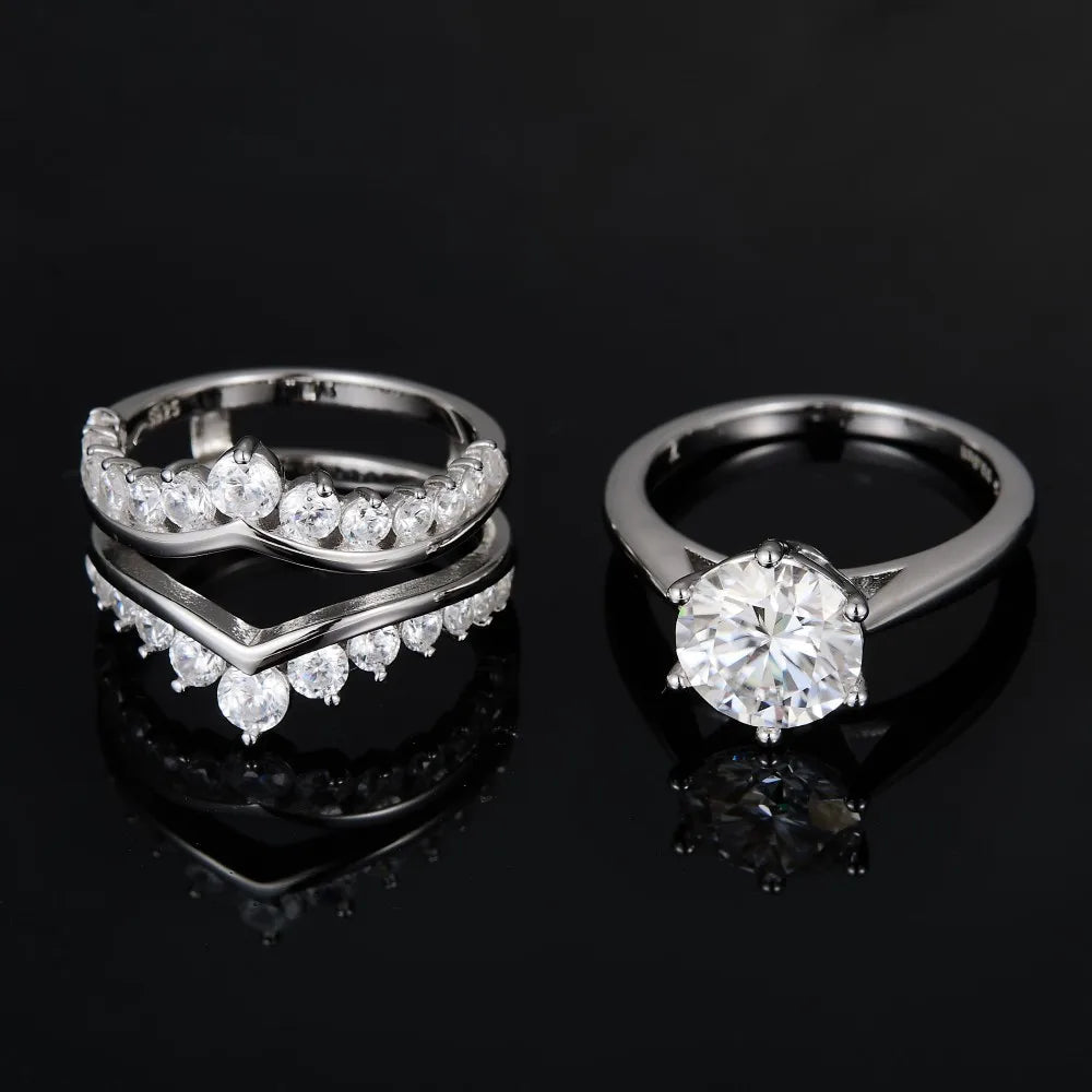 Luxury Wedding Moissanite Ring  S925 Silver Set Jewelry Engagement Moissanite Ring Bezel Ring
