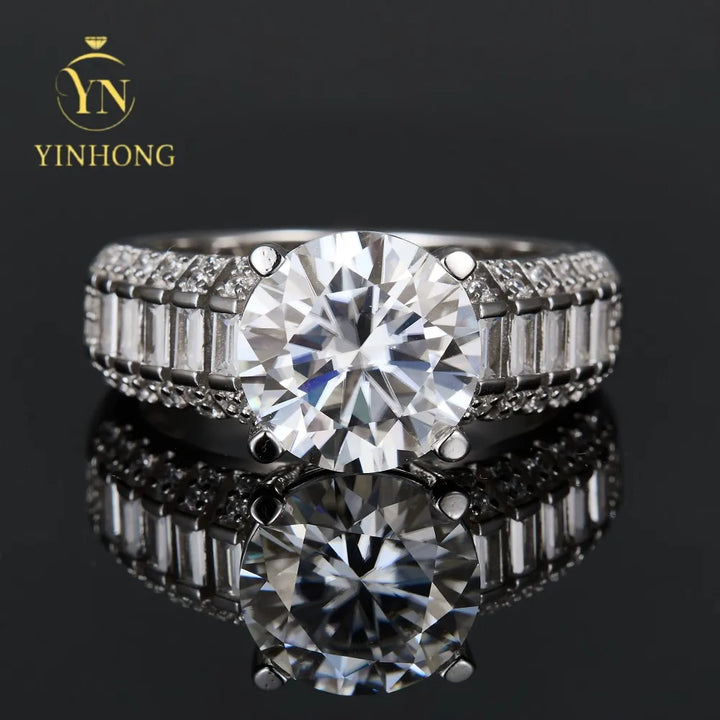 5ct Moissanite Ring New Design 925 Sterling Silver Trendy Wedding Moissanite Jewelry With Gra Certificate
