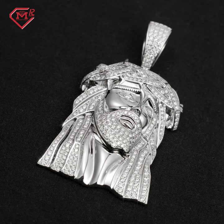 Hip Hop Jesus Head Pendant Moissanite Jewelry 925 Sterling Silver Iced Out VVS Pass Diamond Test Moissanite Pendant