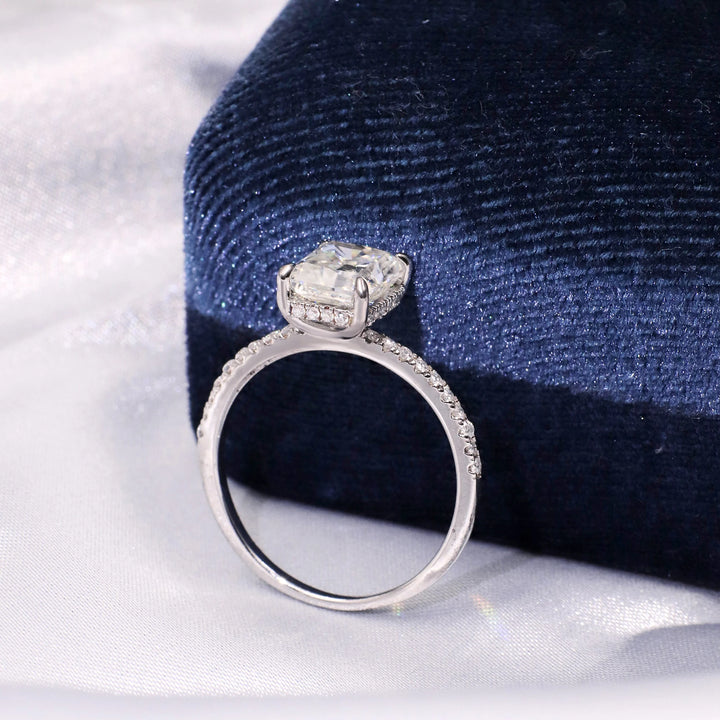 Tianyu 3ct Radiant Crushed Ice Cut Moissanite Rings Silver Sterling 925 18k White Gold Plated Fine Jewelry Mossanite Ring
