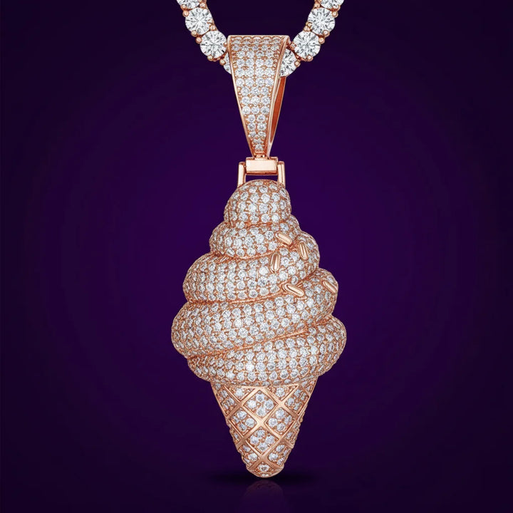 Hip Hop GRA Certified Moissanite D Color Iced Out Ice Cream Pendant Pass Diamond Tester Cone Charm for Necklace Bling Jewelry