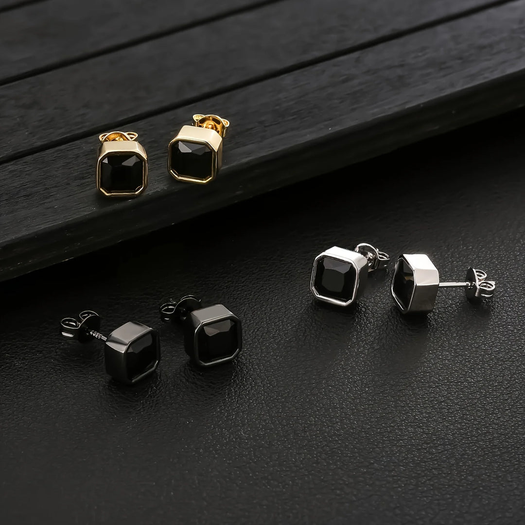 Black Diamond Square Studs 5A CZ