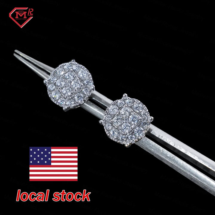 Wholesale Zircon Earring Factory Price 925 Silver 8mm 10mm  VVS Diamond Moissanite Stud Earrings Men Women