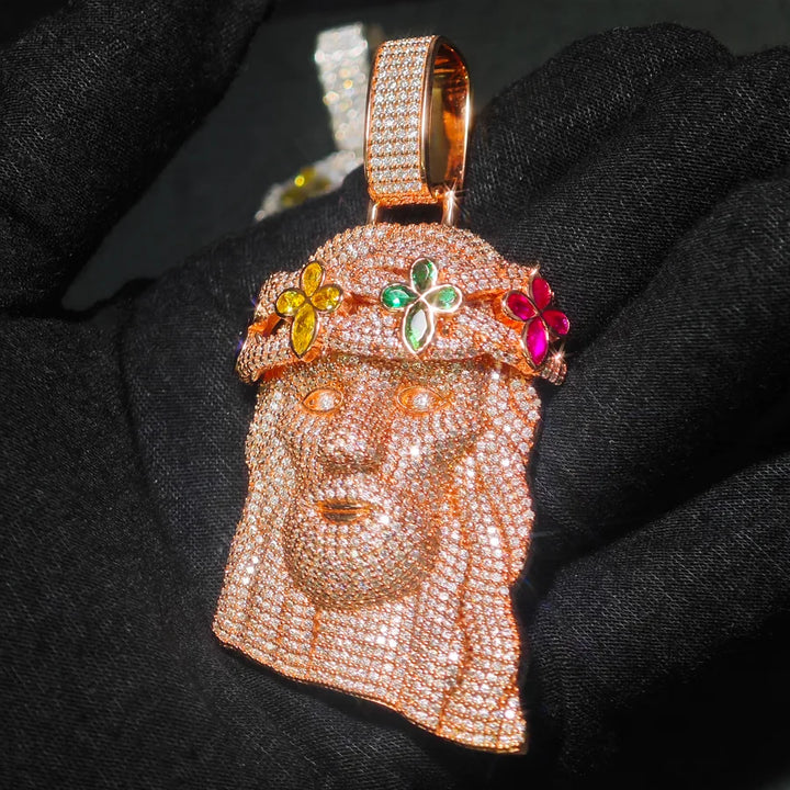 Custom 3.2inches Hip Hop GRA  Marquise Cut VVS Moissanite 925 Silver Pass Diamond Tester Four Leaf Clover Flower Jesus Pendant