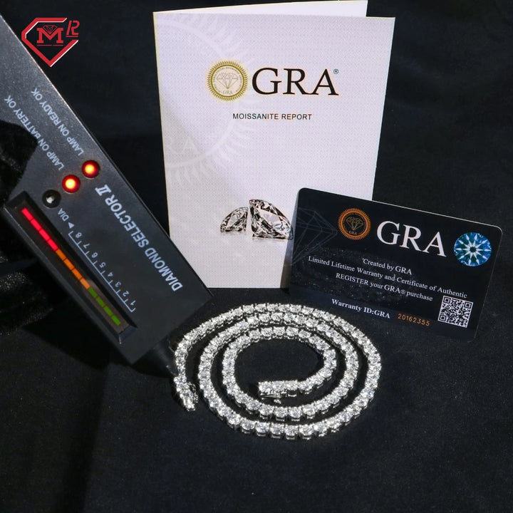 Local Stock 3MM 4MM Moissanite Tennis Chain Hiphop Jewelry 925 Silver Vvs Moissanite Tennis Necklaces