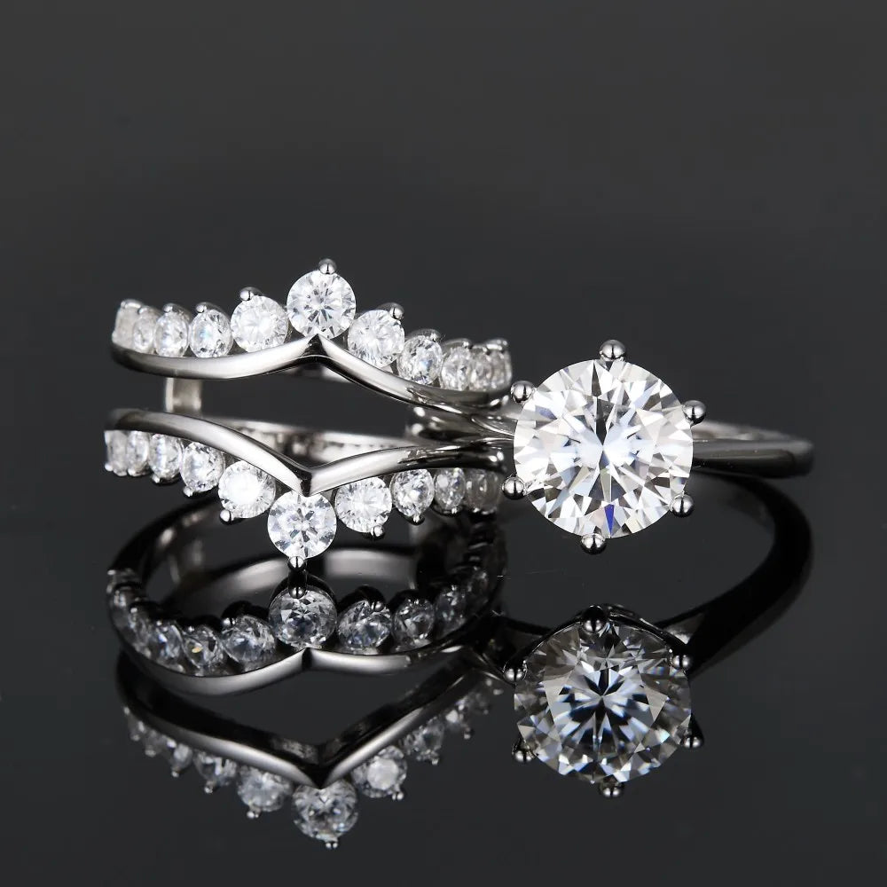 Luxury Wedding Moissanite Ring  S925 Silver Set Jewelry Engagement Moissanite Ring Bezel Ring