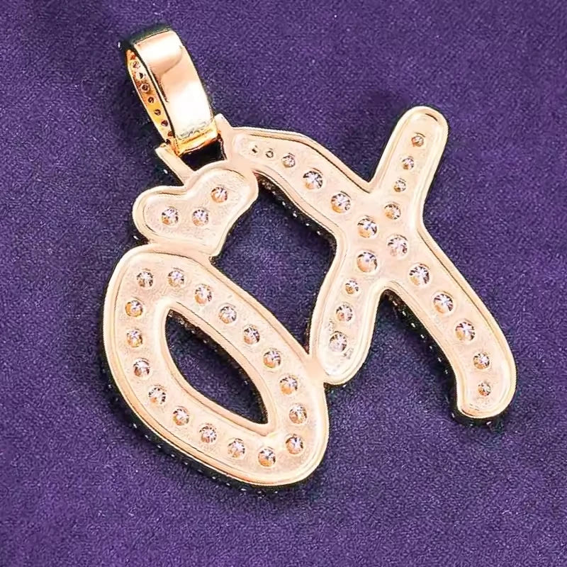 925 Sterling Silver XO Cluster Pendant GRA Hip Hop Iced Out Bling Pass Diamond Tester VVS Moissanite Letters for Men and Women