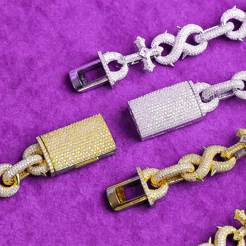 Factory Direct 925 Sterling Silver Infinity Cross Link Cuban Chain Men's Necklace VVS Moissanite Pass Diamond Tester Hip Hop GRA