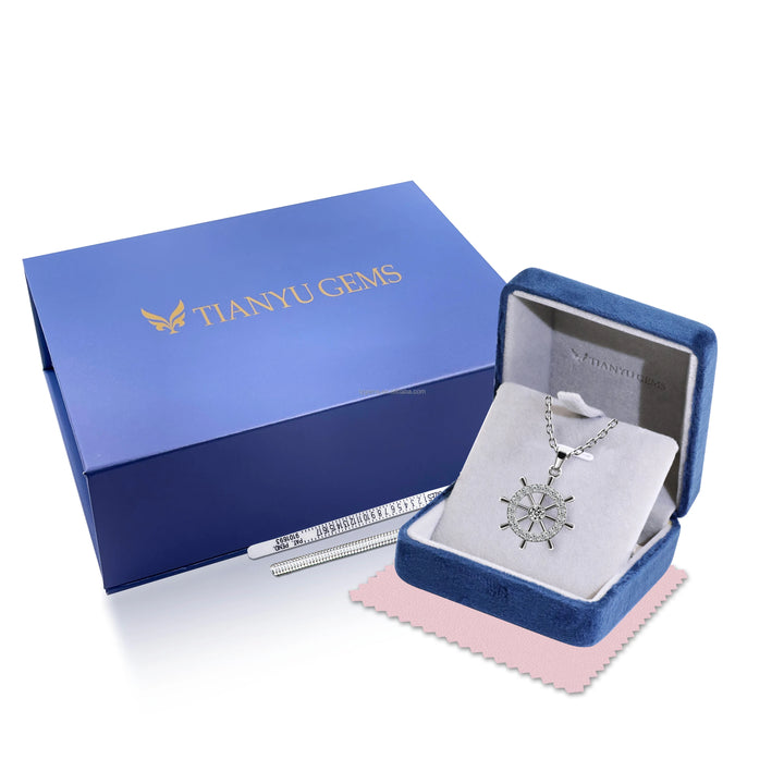 Tianyu Gems Moissanite Silver Chokers Necklaces Wholesale 18K White Gold Plated 925 Sterling Silver Pendant Necklaces for Women