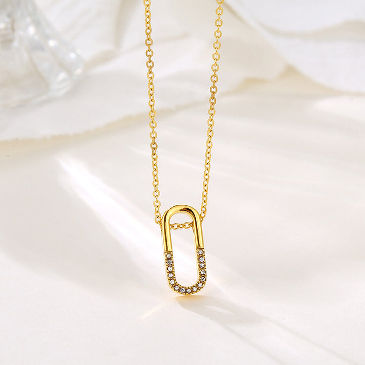 CZ Safety Pin Pendant Necklace