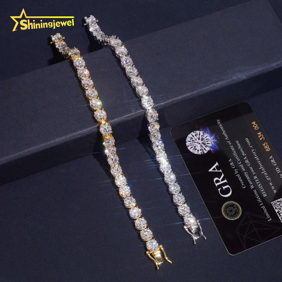 Fast Shipping 925 Silver Jewelry Hip Hop Classic High Quality 6.5mm VVS Moissanite Diamond Tennis Chain
