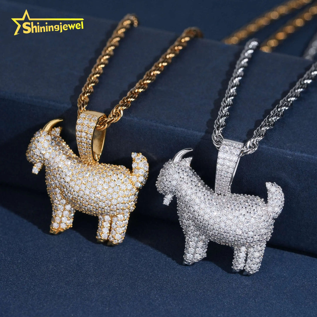 Hip Hop Jewelry Mini Caprine Moissanite Pendant Iced Out Fashion Men Moissanite Iced Out Pendant Charm 925 Silver Pass Tester