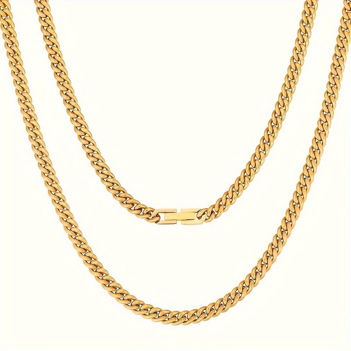5MM Stainless Steel Cuban Link Chain in Gold