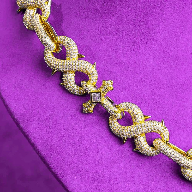 Factory Direct 925 Sterling Silver Infinity Cross Link Cuban Chain Men's Necklace VVS Moissanite Pass Diamond Tester Hip Hop GRA