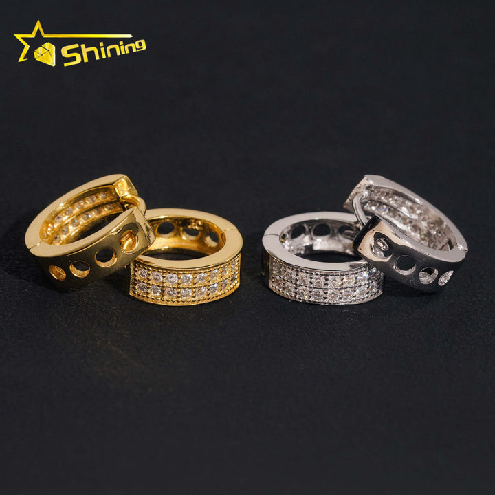 USA Warehouse Fast Shipping 925 Sterling Silver Moissanite Hoop Earring Hip Hop Men Women Iced Out Fashion Earrings