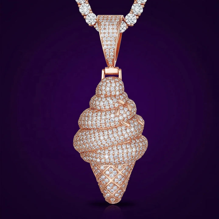 Hip Hop GRA Certified Moissanite D Color Iced Out Ice Cream Pendant Pass Diamond Tester Cone Charm for Necklace Bling Jewelry