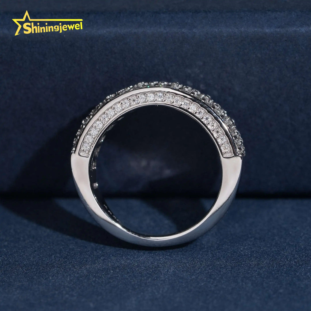 American Local Stocks Half Eternity Ring Band Ring Moissanite Ring for Men 925 Hip Hop Fine Jewelry