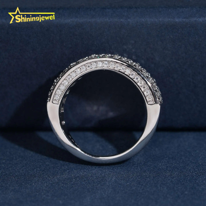 American Local Stocks Half Eternity Ring Band Ring Moissanite Ring for Men 925 Hip Hop Fine Jewelry