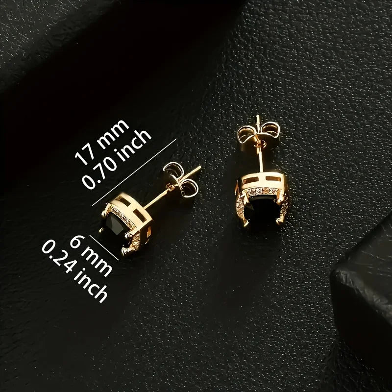 Black Diamond Square Studs 5A CZ