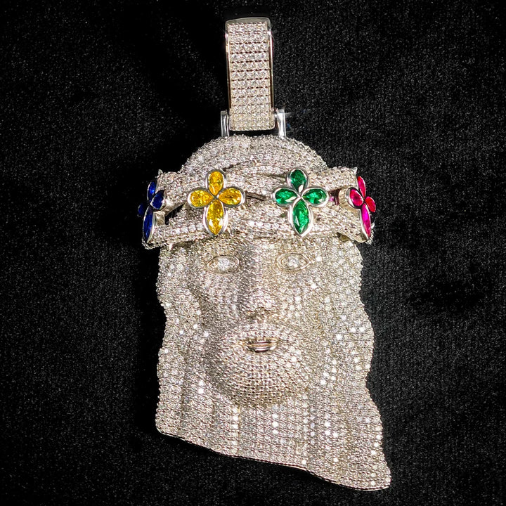 Custom 3.2inches Hip Hop GRA  Marquise Cut VVS Moissanite 925 Silver Pass Diamond Tester Four Leaf Clover Flower Jesus Pendant