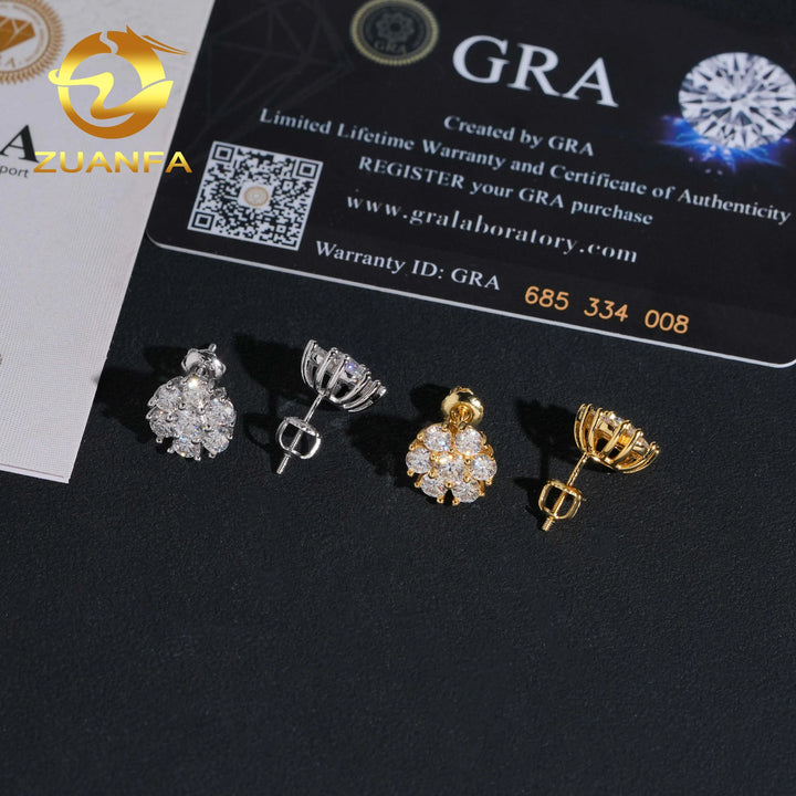 Pass Diamond Tester 925 Sterling Silver High Quality Ready to Ship Snowflake Men VVS Moissanite Earrings