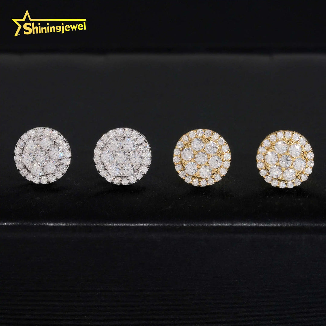 USA Local Stock Fast Shipping Fine Jewelry 925 Silver Earrings Screw Back Hip Hop Iced Out VVS Moissanite Stud Earrings