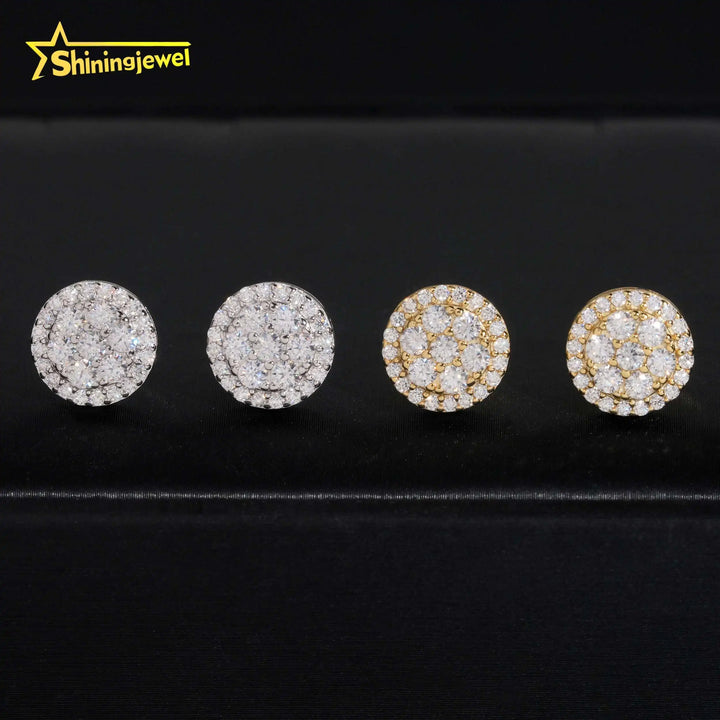 USA Local Stock Fast Shipping Fine Jewelry 925 Silver Earrings Screw Back Hip Hop Iced Out VVS Moissanite Stud Earrings