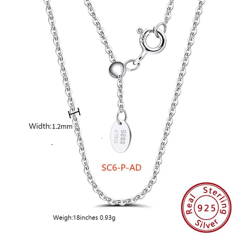 RINNTIN SC06 USA Local Stock Rhodium Plated 925 Sterling Silver 1.2mm Cable Chain Link Necklace Cable Chain for Men Women